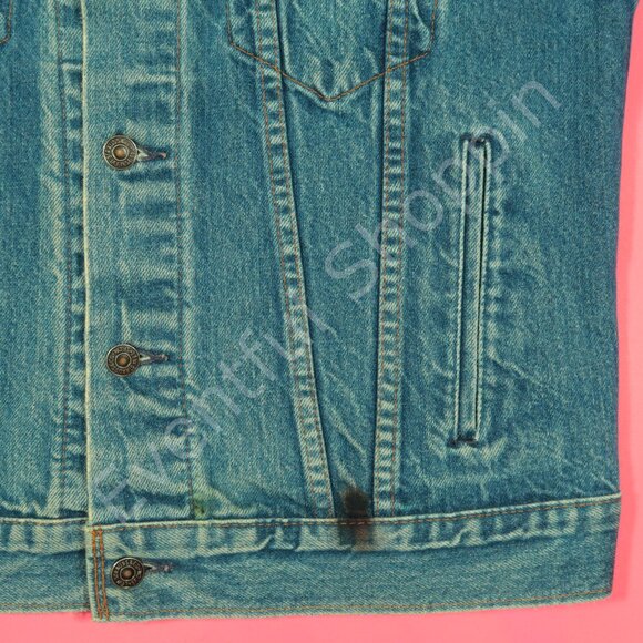 Vintage Levis Jacket Mens 42 M Blue Type 3 Denim Painted 1980s Made In Canada - Picture 8 of 14
